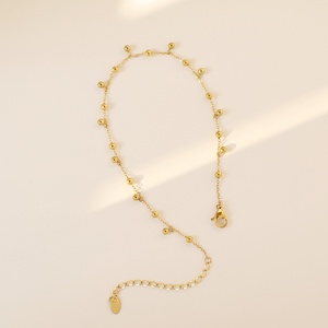 Chaîne de cheville perlée en acier inoxydable plaqué or pour femme, bijou de plage estival, cadeau - Product Image 5