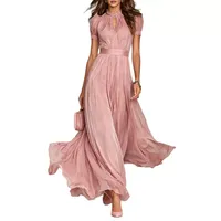Robe élégante ajustée en polyester uni à manches courtes et col montant pour l'automne – Vente en gros, livraison rapide