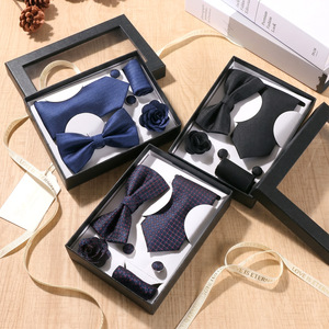 Men's Tie And Bow Tie 6-Piece <b>Gift</b> <b>Set</b> For Weddings Parties Business Formal Attire Monochrome Geometric Design M3011 - Product Image 2