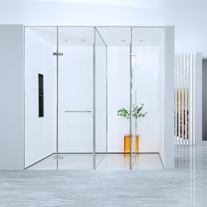 <span class=keywords><strong>Doccia</strong></span> Moderna Personalizzabile con Telaio in Metallo Cromato/Nero/Grigio, Vetro Temperato Spesso 10mm in Acciaio Inox, Separazione Zona Asciutta/Bagnata - Product Image 1