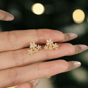 เครื่องประดับแฟชั่น Dylam Dainty สำหรับเทศกาลปีใหม่ คริสต์มาส  ต่างหูแบบติดหูรูปดอกไม้ประดับเพชรคิวบิกเซอร์โคเนีย 5A สำหรับผู้หญิงและเด็กผู้หญิง - Product Image 3