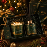 Coffret Cadeau Parfumé Premium AIKUN : Diffuseur à Bâtonnets et Bougie Parfumée avec Boîte à Ruban pour Cadeau de Noël et Fêtes, Vente en Gros