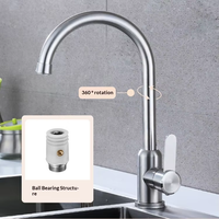 Robinet de cuisine OEM moderne et simple, à montage sur plan, avec douchette extractible, en acier inoxydable 304, double usage eau froide et chaude, finition brossée