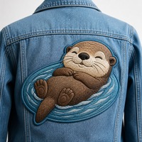 Patch personnalisé Otter brodé 3D thermocollant en tissu sergé pour brassard