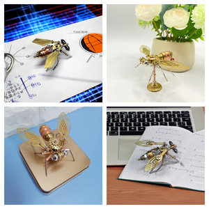 Kits de modèles métalliques <span class=keywords><strong>3D</strong></span> Steampunk, assemblage <span class=keywords><strong>mécanique</strong></span> électrique, jouet de bricolage, <span class=keywords><strong>puzzle</strong></span> pour enfants, 51 à 100 pièces, insecte, mouchette en laiton - Product Image 4