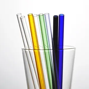 Bán Buôn Vòng Thẳng Bent Đầy Màu Sắc Borosilicate Glass Uống Rơm