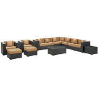 9-Sitzer L-förmige große modulare Gartenmöbel Set Terrasse Rattan Sofa