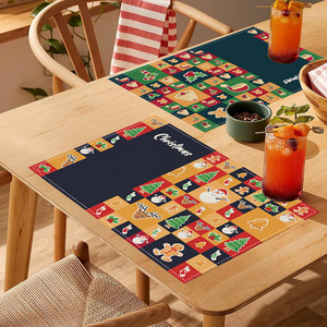 Ychon Tùy Chỉnh Giáng Sinh Linen Placemats Cây Giáng Sinh Người Tuyết In Bảng Mat Lễ hội Đảng Trang Trí Cách Nhiệt Pad - Product Image 2
