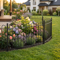 Clôture de sécurité périmétrique de jardin en fer forgé noir, style patrimoine européen, décorative et ornementale, avec sommet en arc