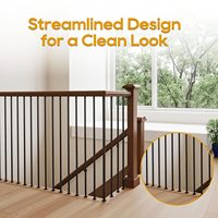 Pegangan Tangga & Railing Dek Besi Tempa Persegi Berongga 1/2" X 44" Hitam, Terpasang di Dek, dengan Garansi 1 Tahun