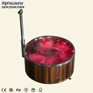 Style de conception industrielle chinoise extérieur cèdre bois massif sauna bain à remous Spa revêtement en acier inoxydable pour 2-5 personnes de trempage - Product Image 1