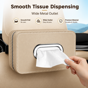 Boîte à mouchoirs moderne en cuir PU pour voiture, organiseur d'appuie-tête, support de mouchoirs réglable, rangement pour siège arrière avec 1 à 3 compartiments - Product Image 3