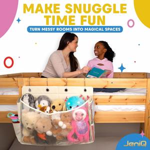 Bedside Hanging Stuffed Animal Organizer with Clear Window Large Capacity Over Bunk <b>Bed</b> Toy Storage <b>Bag</b> for Kids Dorm Organize - Product Image 4