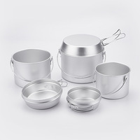 Peralatan Makan Hiking Aluminium Alloy 4-5L Kompor Gas Anodized Anti Lengket Portabel Set Peralatan Masak Outdoor Camping dengan Gagang Lipat
