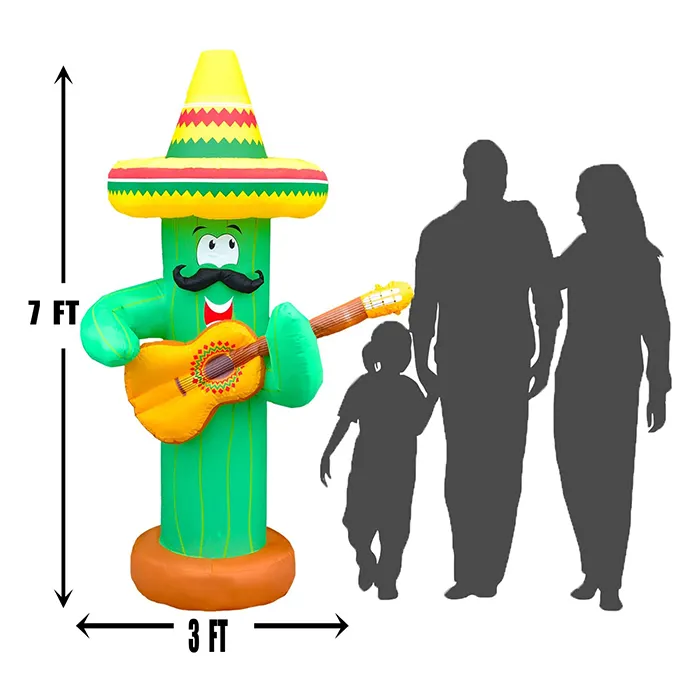 7Ft Cinco De Mayo Day Mexico Đảng Xương Rồng Mexicano Decor Taco Sombreros Kính Với Đạo Cụ Guitar Halloween Inflatable