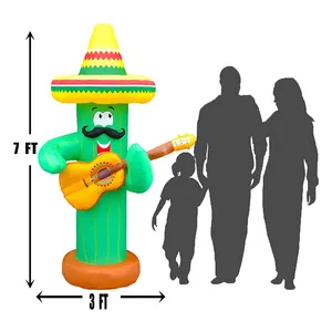 Inflatable Party Decoration 7Ft Cinco De Mayo Day Mexican Party Cactus Mexicano Decor Taco Sombreros Glasses With Props Guitar Halloween Inflatable