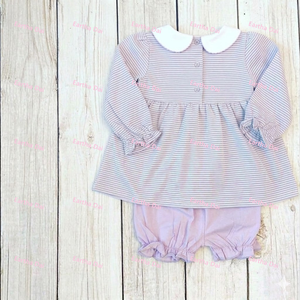 Set di <span class=keywords><strong>Abbigliamento</strong></span> Boutique per Bambina, Tutina Rosa a Righe con Colletto Peter Pan, Outfit Autunnale con Volant per Neonati e Bambini, <span class=keywords><strong>Abbigliamento</strong></span> per Bambini all'Ingrosso - Product Image 6