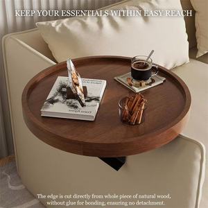 Bandeja para reposabrazos de sofá, mesa redonda de madera de bambú para taza de café, almacenamiento de libros, mesa auxiliar móvil para el hogar - Product Image 3