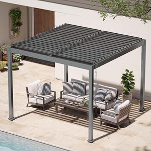 <span class=keywords><strong>Pergola</strong></span> sur mesure 4m x 3m, système de toit à lames motorisées, cadre en aluminium thermolaqué - Product Image 1