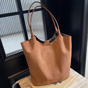 Nouveau sac pour femme de haute qualité en cuir suédé, sac à bandoulière vintage rétro, sac seau en daim, cuir de <span class=keywords><strong>vachette</strong></span> souple, en stock - Product Image 4