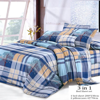 Parures de draps imprimées 3-en-1 en microfibre avec 2 taies d'oreiller, couleur personnalisée, draps plats 100TC durables, vente en gros