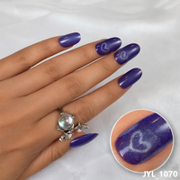 Faux ongles en gros, courts, forme amande, effet œil de chat, magnétiques, motif cœur, étiquette privée, ongles artificiels en gros