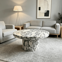 Tables basses en marbre Calacatta Viola italien de luxe, à base basse/plinthes, style moderne, ensemble pour le salon, meubles pour la maison