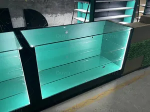 Vetrina dell'esposizione di vetro di progettazione 3D dell'interno del negozio del dispensario del bancone dell'esposizione del negozio di fumo per il negozio di fumo