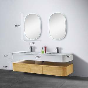 Meuble de salle de bain mural GODI, moderne, élégant, haut de gamme, avec double vasque, conçu par un designer suisse - Product Image 2