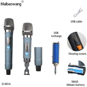 Sistema de micrófono inalámbrico para entrevista, accesorio de mano, uhf, 2