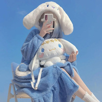 Peignoir d'animal de dessin animé pour femmes et hommes, peignoir d'hiver en polaire corail, robe longue en peluche, vêtements de nuit pour étudiants, vêtements de détente pour couples