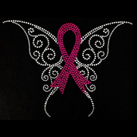 Patch thermocollant en strass motif ruban rose Survivor, avec pierres de cristal thermocollantes