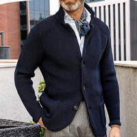 Cardigan Décontracté de Haute Qualité Pour Hommes, Grandes Tailles S-3XL, Pulls Amples de Luxe à Boutons et Bord-Côte, Couleur Unie, Pour l'Hiver