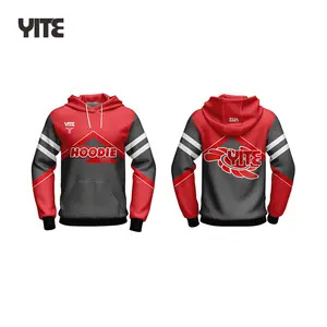 High quality thin and thick fleece hoodies custom designed red gray long sleeve top jersey