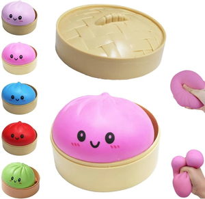 2026 New Dumpling Colorful Dumplings Stress Balls <b>Fidget</b> Sensory, Squeeze Dough Ball Stress Relief Hand with Food Steamer - Product Image 1