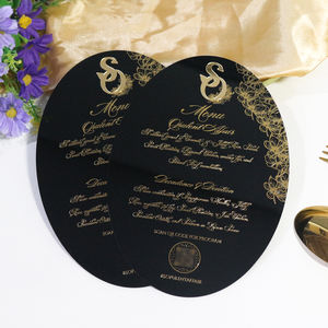 Carte de menu en acrylique noir au design créatif avec motif floral et impression personnalisée, cartes d'invitation personnalisées, cartes de table - Product Image 4