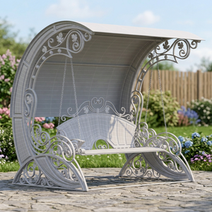 Fauteuil à bascule double en métal pour extérieur, mobilier de balcon, patio, jardin, salon, hôtel, parc, école, design contemporain - Product Image 3