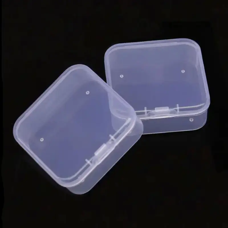 Kotak penyimpanan transparan plastik bulat persegi barang kecil wadah penata serba-serbi aksesoris alat kotak wadah manik-manik perhiasan