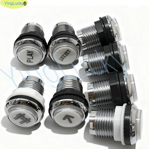 1 unidad de botón LED redondo pequeño de 33 mm, plateado, de plástico, operado con moneda simple/doble, microinterruptor para consola de juegos, inglés - Product Image 4