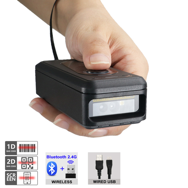 YJFIRST High Quality 1D 2D BT Wireless Potable Pocket Barcode Reader Mini Qr Bar Scanner for Supermarket Express Delivery