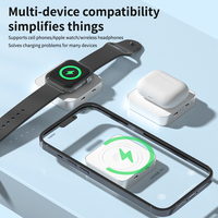 Power Bank Pengisi Daya Nirkabel Magnetik 3 in 1 dari Aluminium Alloy 5000mAh, Pengisian Cepat Tipe C, untuk iPhone dan Watch