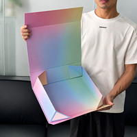 Boîte magnétique rigide en carton recyclable de couleur dégradée sur mesure, emballage de luxe, boîte cadeau pliante magnétique