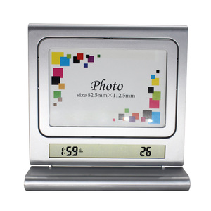 Reloj Despertador Europeo <span class=keywords><strong>para</strong></span> Dormitorio o Sala de Estar, Reloj de Escritorio con Pantalla de Hora, Fecha, Semana y Temperatura, Marco de Fotos Giratorio, Reloj Electrónico - Product Image 2