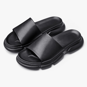 Nouvelles sandales d'hiver tendance 2025 pour hommes en cuir véritable, grandes tailles, pantoufles antidérapantes, tongs d'extérieur pour la plage, échantillon gratuit - Product Image 2
