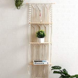 Décoration intérieure à 3 niveaux en macramé, cintres muraux pour plantes, <span class=keywords><strong>étagère</strong></span>s flottantes Boho - Product Image 2