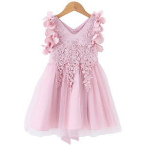 Boutique en ligne de robes en coton pour enfants, robes de princesse longues avec applications florales, fournisseur chinois - Product Image 1