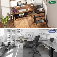 Bureau d'ordinateur, bureau de travail avec prises électriques, bureau d'écriture avec support pour imprimante, coiffeuse avec espace de rangement