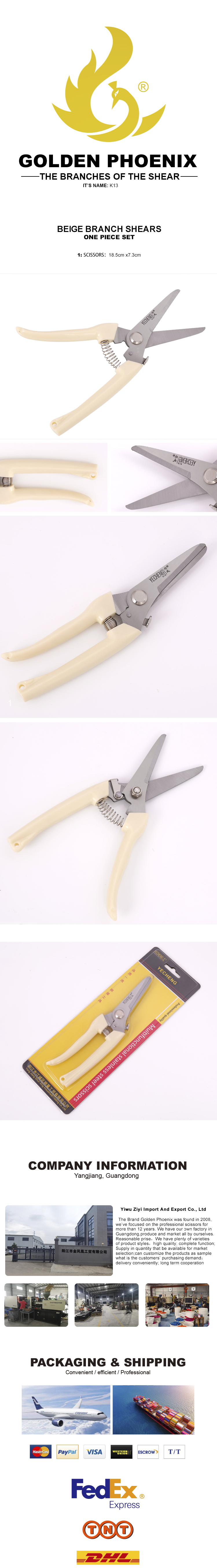 Golden Phoenix Scissor & Shear  StainlessComfortable in hand steel sharp and durable pruning scissors