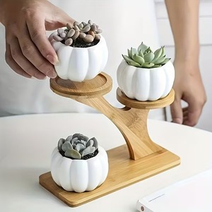 Étagère de présentation élégante à 3 niveaux <span class=keywords><strong>en</strong></span> bambou, durable et écologique, pour la maison et le <span class=keywords><strong>jardin</strong></span>, support pour plantes succulentes et petites plantes <span class=keywords><strong>en</strong></span> pot - Product Image 2