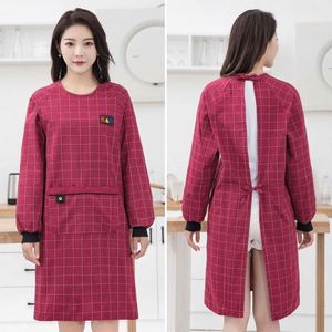 High-Grade Pure Cotton Women's Long-Sleeved Overalls Breathable Anti-Fouling <b>Kitchen</b> Work Clothes Sleeves Fashionable <b>Apron</b> - Product Image 2